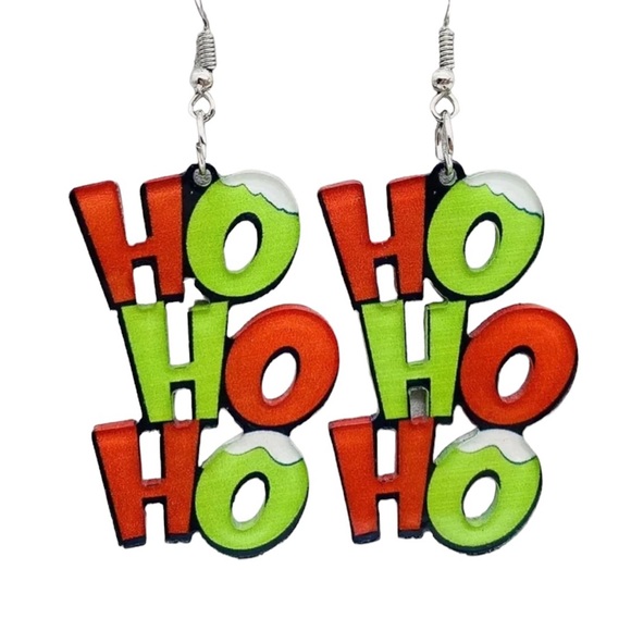 Cute HO HO HO Christmas Earrings - Festive Holiday Jewelry‎ NWT - Picture 1 of 4